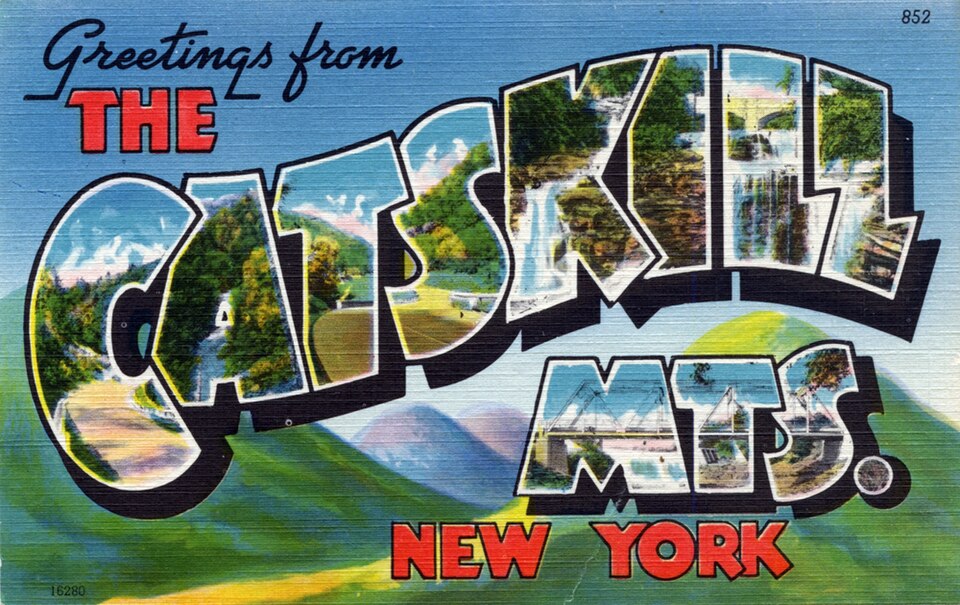 Catskills cranberry harvest season with vibrant red bogs and mountain backdrop