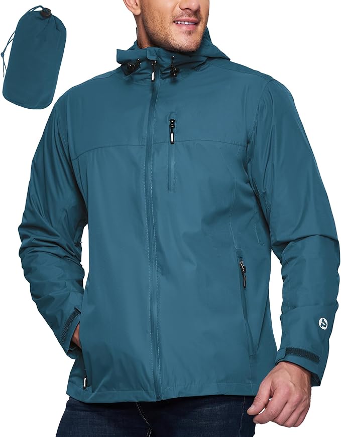 Outdoor Ventures Men's Packable Waterproof Rain Jacket - Essential travel gear for weekend getaways