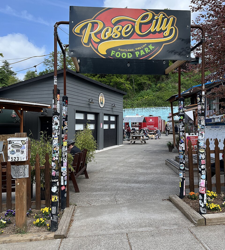 Portland International Rose Garden with Mount Hood in background
